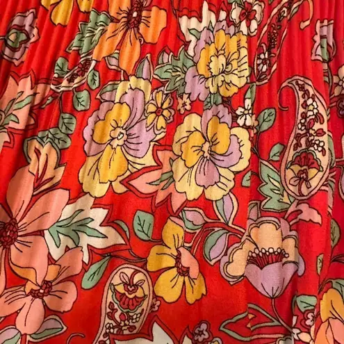 Status by Chenault Women's XL Red Floral Pleated Short Mini Skirt