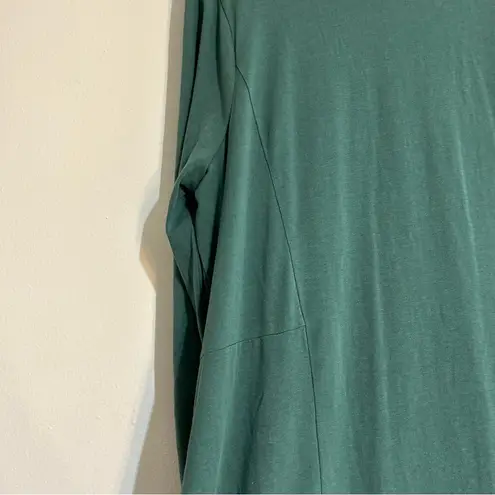 J. Jill Button Front Pleated Jersey Knit Long Sleeve Midi Dress Teal XL Tall Green