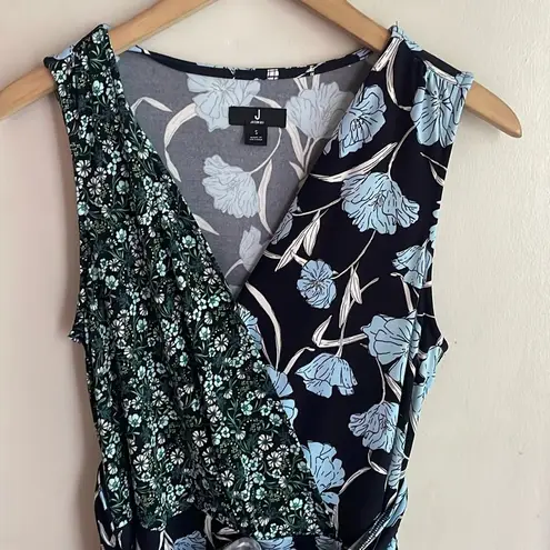 Jason Wu J Sleeveless Peplum City Twisted Knot Knit Top Blue Floral