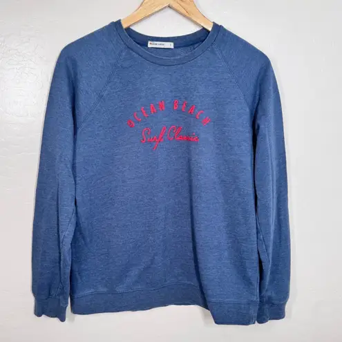 Marine layer Ocean Beach Surf Classic Sweatshirt L Blue Heather Raglan Crewneck