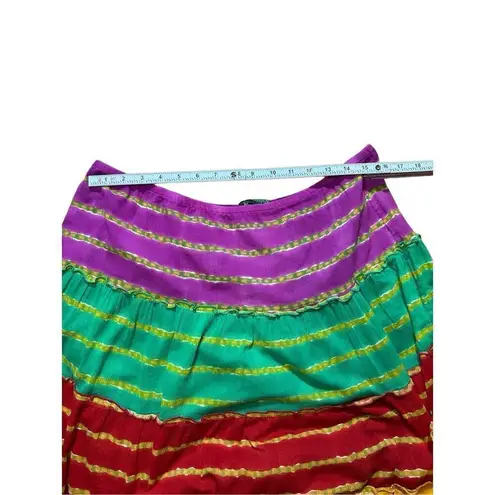 Vintage Lauren Ralph Lauren rainbow maxi skirt tiered tie dye sz PL Yellow