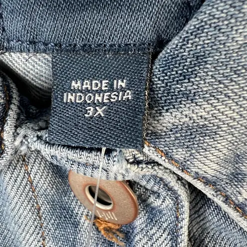 J. Jill Denim Jacket SZ 3X Rosewoodwash Button Front Shirt Tunic Oversize Jacket Blue