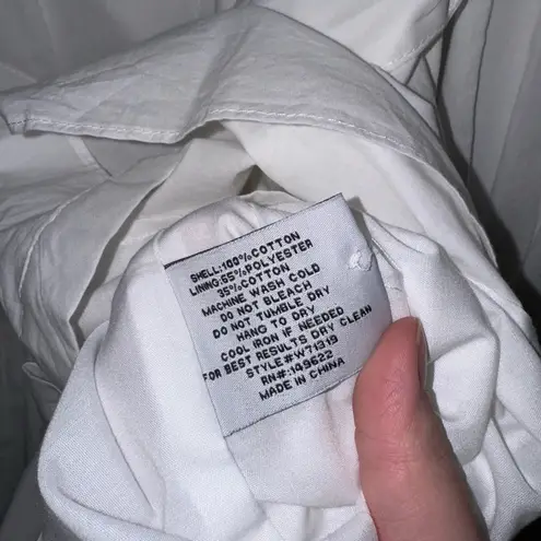 Walter Baker Tara Belted Cotton Poplin Long Sleeve Mini Dress S White