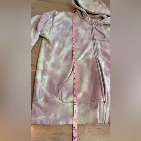 TNA cozy fleece pink green tie dye zip up sweatshirt size 1