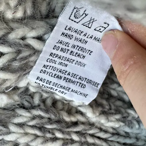 Chunky High Neck Wool Zip Up Sweater Gray