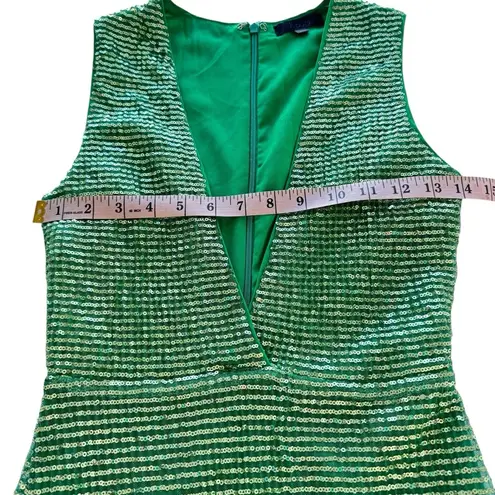 H:ours REVOLVE Mahlia Maxi Dress in Green Sequined Deep V-Neck Slit Party XS