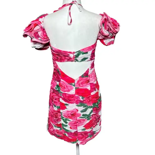 NEW ASOS LUXE Womens Sz 6 Pink mini Floral dress corset Ruched Summer Party Sexy Red