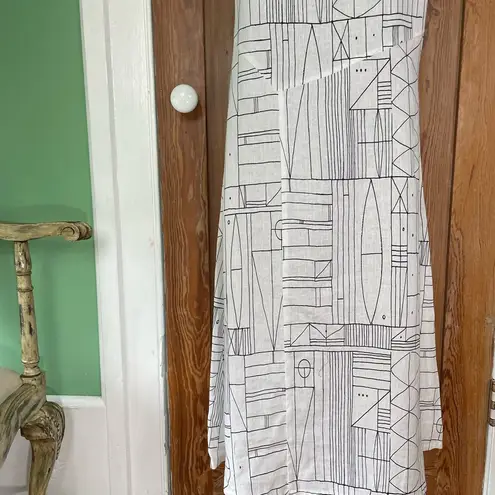 Habitat Tribal Easy Swing Linen Blend Button Detail Dress w/ Pockets Sz Small