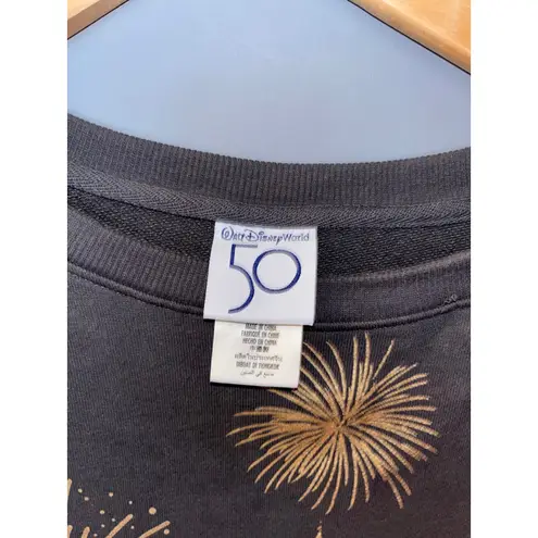 Walt Disney World 50th Anniversary Castle Fireworks Graphic Sweatshirt Gray Size XXL