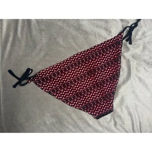 Topshop  Black Fishnet Crochet Neon Orange Side Tie Bikini Bottoms Size 12 Large