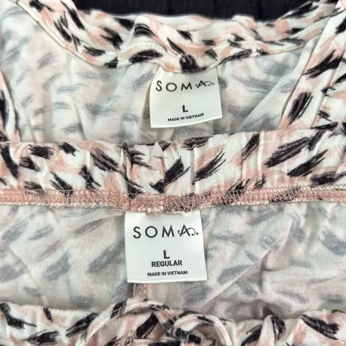 Soma Cool Nights Pink and Black Top and Matching Pants Set.
