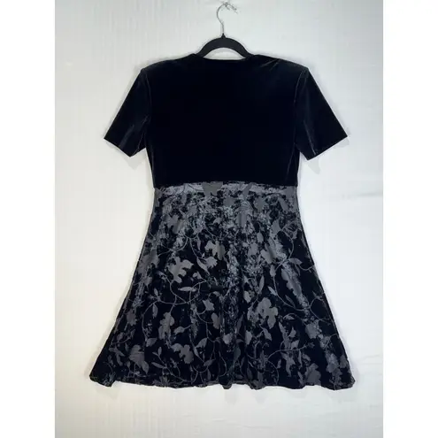 Unbranded Vintage Black Velvet Dress Burnout Floral A