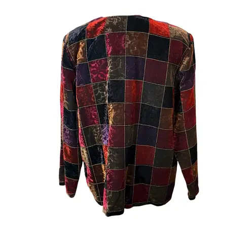 VTG Willow Ridge Velvet Color Block Open Blazer Jacket Womens 14P Made in USA