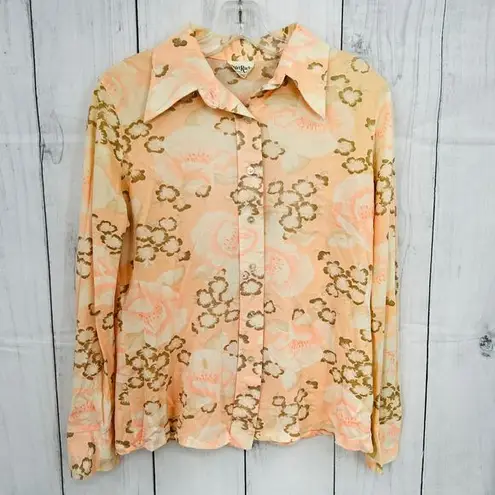 American Vintage Shirt Rack MEDIUM  Floral Shirt peach orange womens button up