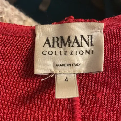 Armani Collezioni Vintage Red Ruffle Button Front Sweater Size 4