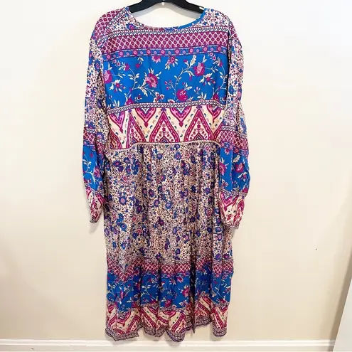 R. Vivimos NWT Gypsy Festival Boho Floral Tassel Midi Dress Size 2X