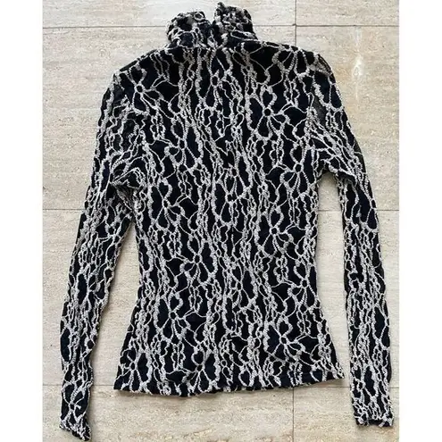 Alberto Makali Black & White Lace Turtleneck Long Sleeve Top Gothic Victorian M - Image 4