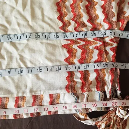 Unique spectrum Blouse Kimono Sleeve Side Tie Boho Southwestern Tribal Sz Large