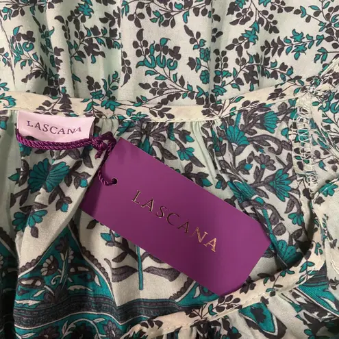 LASCANA Cold Shoulder Maxi Dress Size 8 Green Floral Print Summer Boho