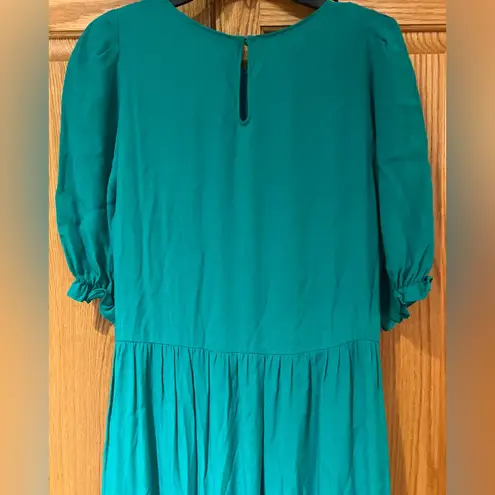 ZARA  Round Neck Short Sleeve Side Pockets Tiered‎ Maxi Dress Kelly Green Size XS
