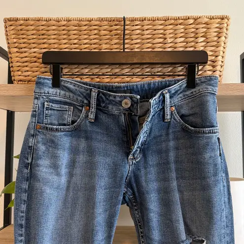 Silver Jeans Silver Boyfriend Mid-Rise Factory Distressed Cropped Jeans, 26