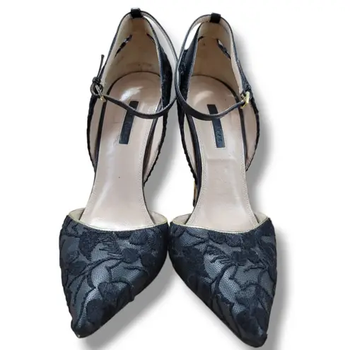 Shoes Size 7.5 Women's Elie Saab Heels Ankle Strap Floral Lace Pattern Women's Shoes