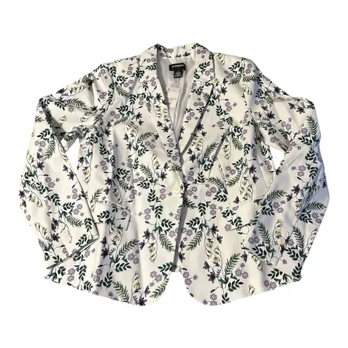 Liz Claiborne Blazer White Floral Print Spring Jacket Women’s Size Large NWT