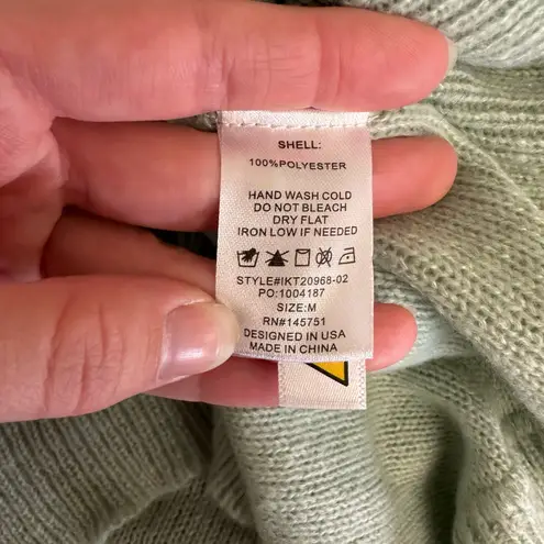 Peach Love California Sage Henley Sweater Womens M Soft Knit Pullover Ribbed Hem