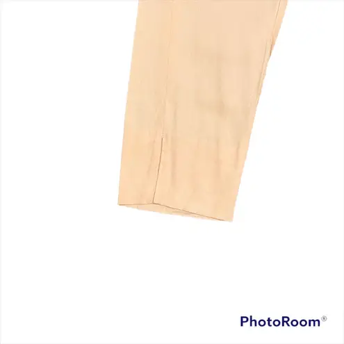 J Jill White Linen Stretch Pearl Pink Pull On Elastic Waist Cropped Pants Medium