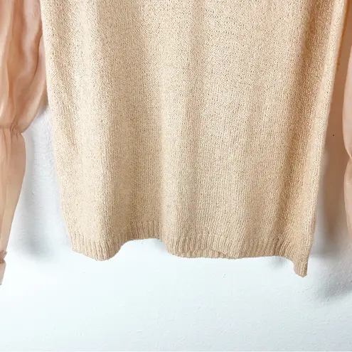 BY THE RIVER Tiered Sheer Long Sleeves Sweater, Size Large