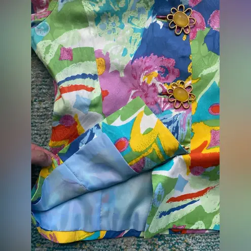 Vintage 80s Anne Crimmins for Uni Collections abstract cotton skirt suit, size 8