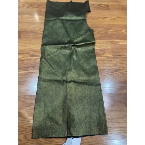 RICK OWENS leather blend Athena Mini Dress In Metallic Acid IT 40 / US 4 nwt Green Size undefined