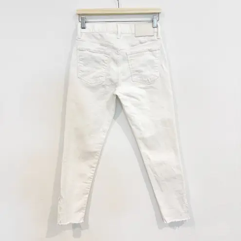 Moussy Vintage Denim MV Burnside Raw Hem Skinny Jeans Designer Luxury White 26