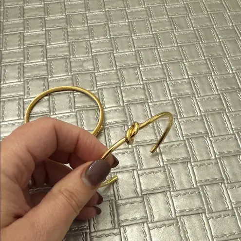 Gold Knot Cuff & Twisted Cable Cuff Bracelet Set