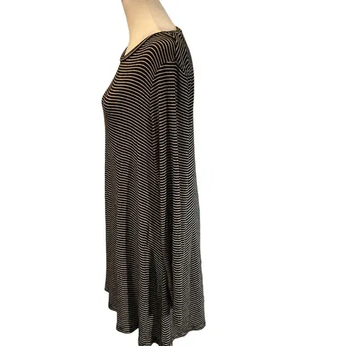 West Loop Black & White Striped Long Sleeve Above the Knee Sweater Dress Large