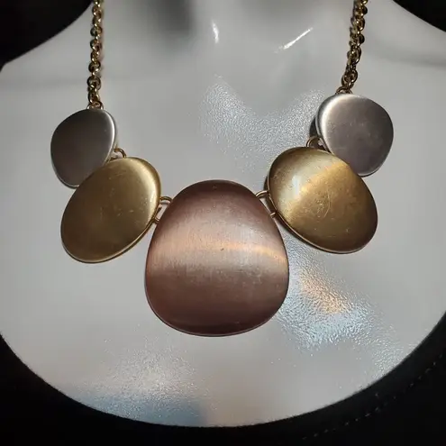 Modern Geometric Rose Gold, Gold, & Silver Statement Necklace Gold