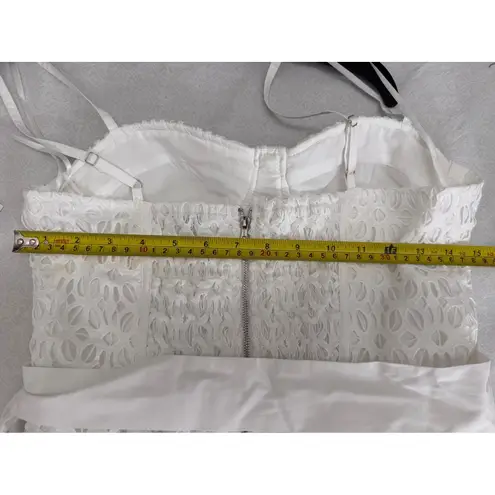 AQUA  Eyelet Midi Dress White Sleeveless Party Cocktail Wedding Guest M‎