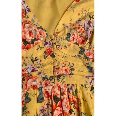 Forever 21 Yellow Floral Mini Dress  medium