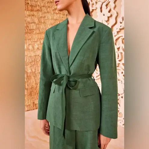 Ulla Johnson Ellery Belted Blazer Spruce Linen Blend Jacket Size 10 NWT