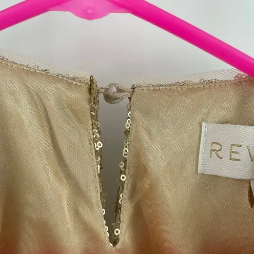 Revelry Gold Sequin Crop Top Extra Small Style 2454 Evening Wedding Bridesmaid Size XS