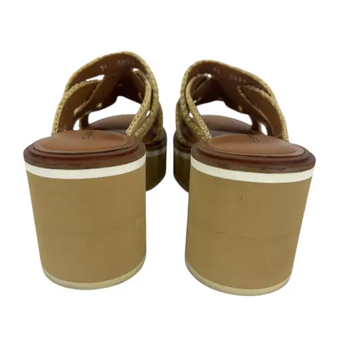Clergerie Chermy Raffia Platform Mules Beige Natural Size 36 Brown