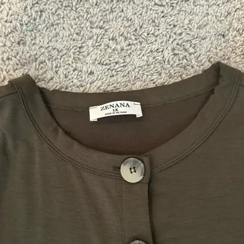 Zenana Outfitters Plus Shirred Waist Buttoned Cardigan 1x