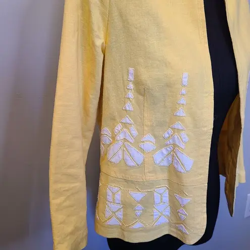 Orvis Women’s Size 4 Embroidered Open Jacket Blazer Linen Blend Cottage Boho