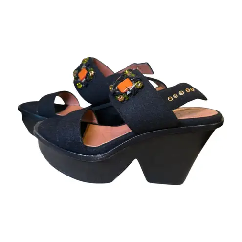 Marni New Embellished Platform Sandals, size 39 Black