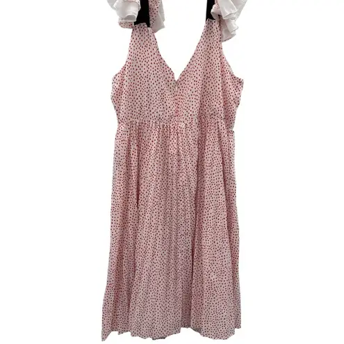 Eloquii RTR White & Red Valentine's Day Heart Print Off Shoulder Midi Dress 20