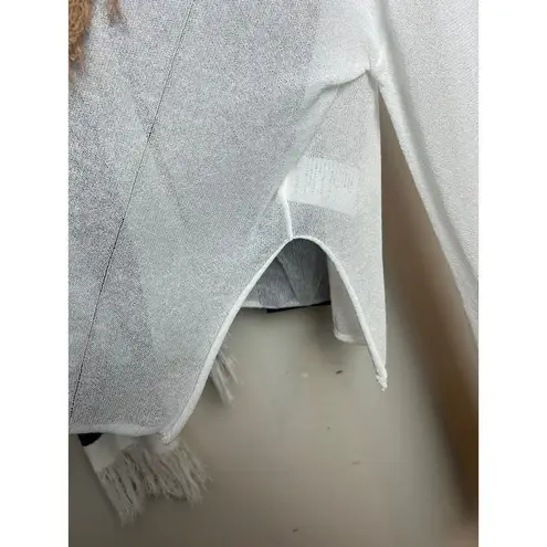 PierAntonioGaspari White Black Tan Open Fringe Cardigan Italy O/S White Size M