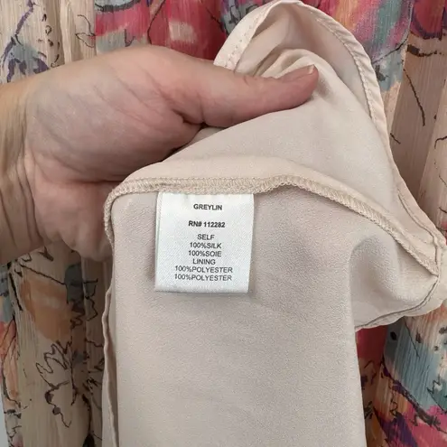 Greylin Tiered Romantic Maxi Dress Small Silk Floral Cottagecore Fairy Boho