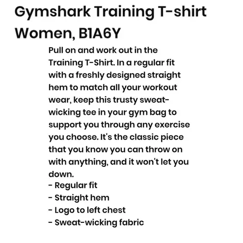 Gymshark  B1A6Y Black Short Sleeve Training T- Shirt Size M