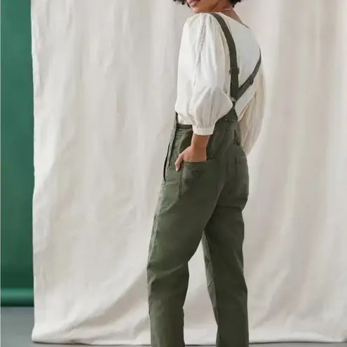 Anthropologie NWOT  Pilcro Wanderer Patchwork Overalls Size 29 Green Cotton Blend