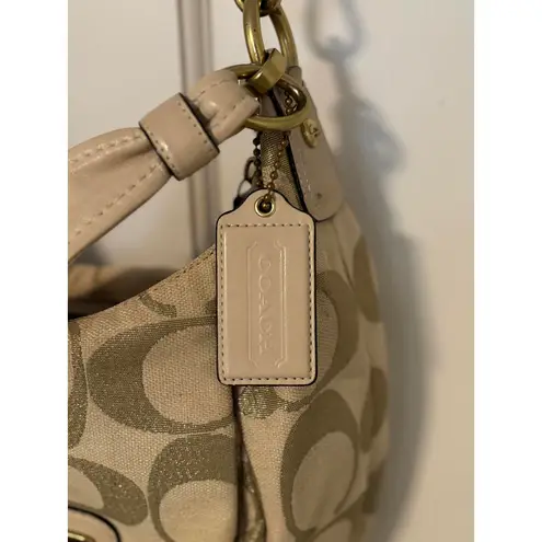 Coach  Kristin Lurex Champagne Woven Hobo Shoulder Bag Purse